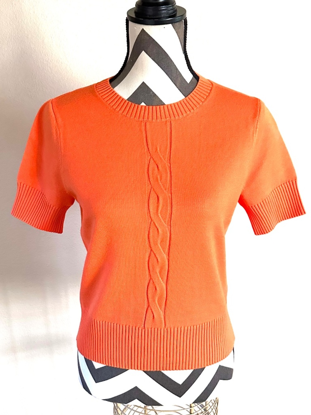 ETCETERA Short Sleeve Women’s Orange Knit Top Size M NEW